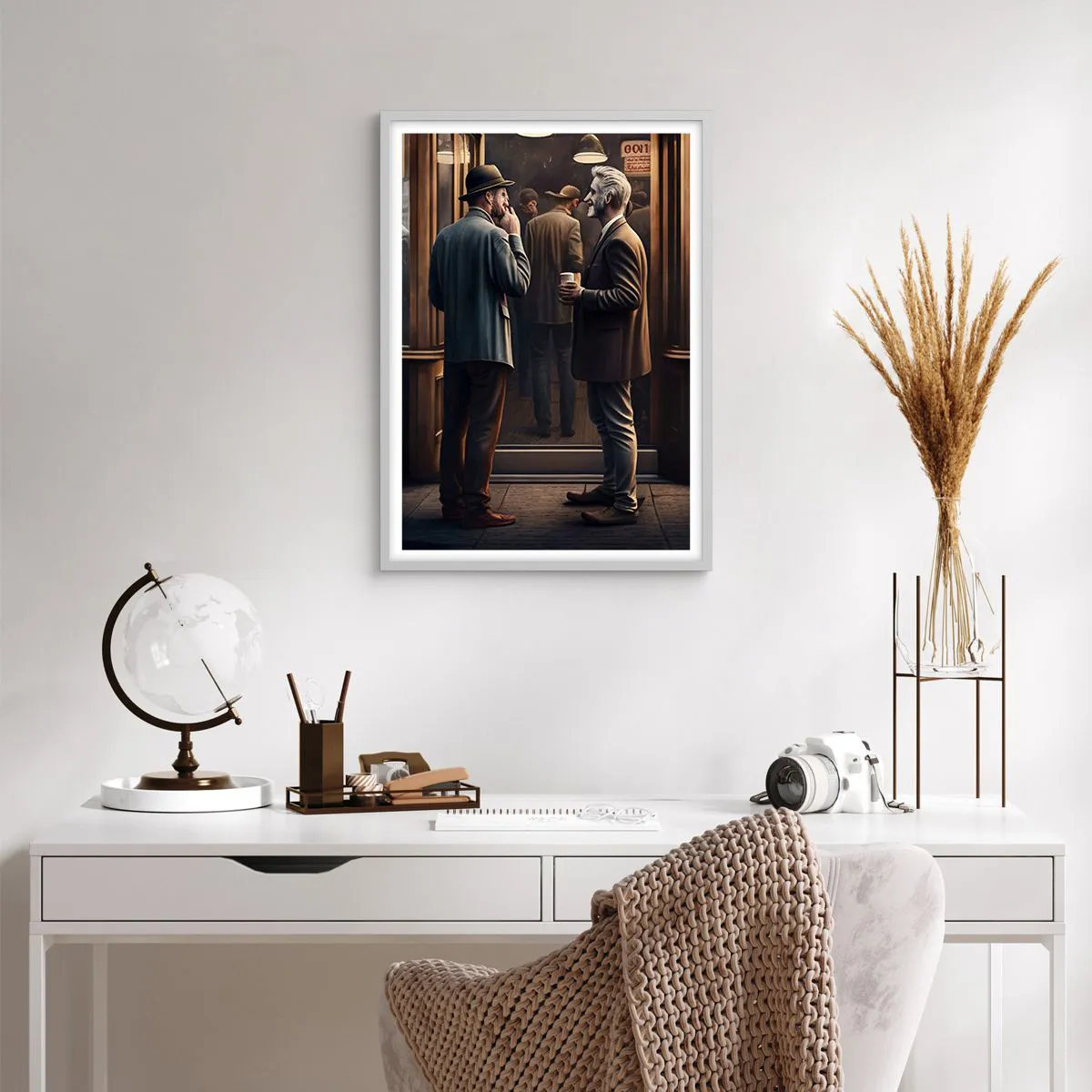 Plagát v bielom ráme - Dobrá chvíľa dňa - 50x70 cm