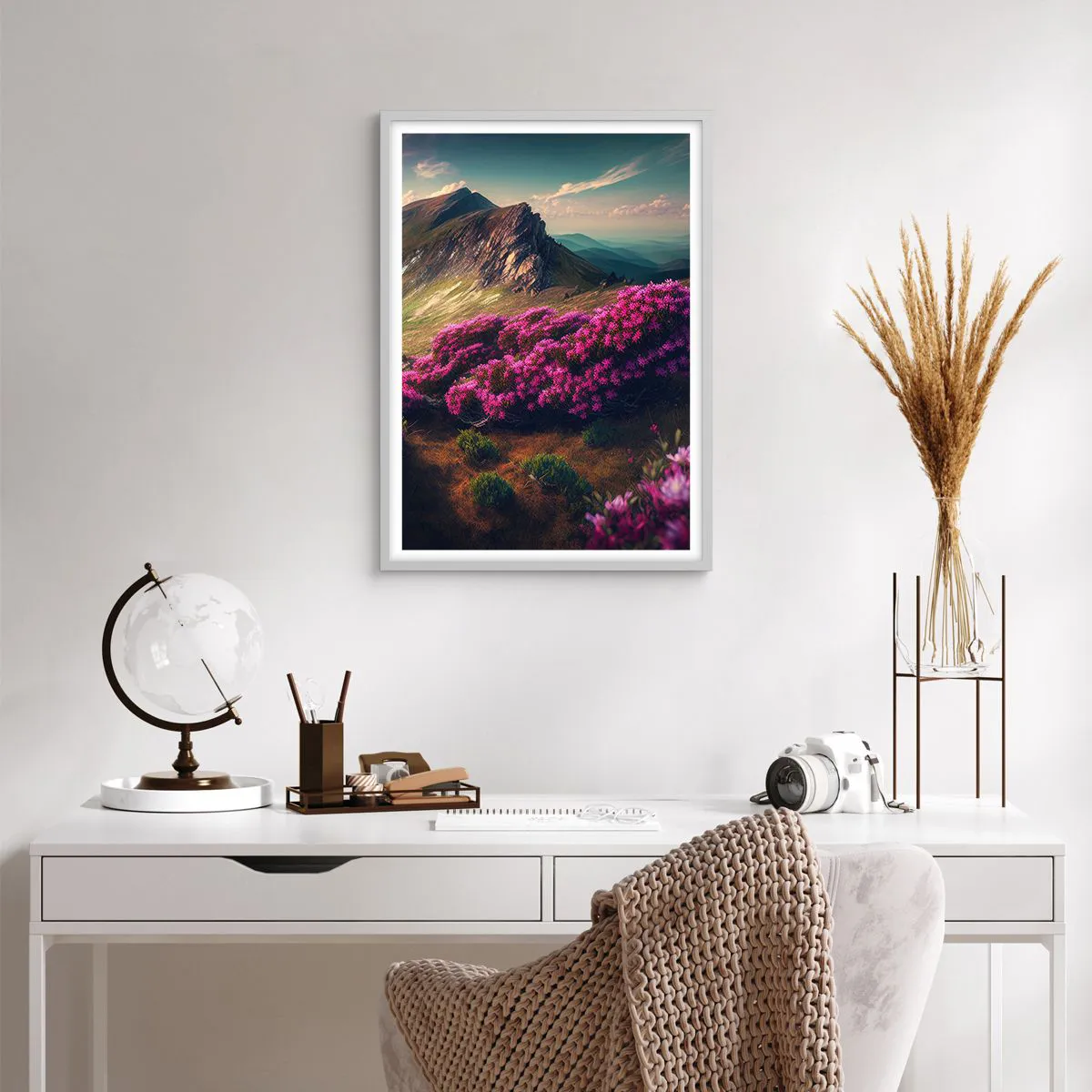 Poster in einem weißen Rahmen - Sommer in den Bergen - 50x70 cm