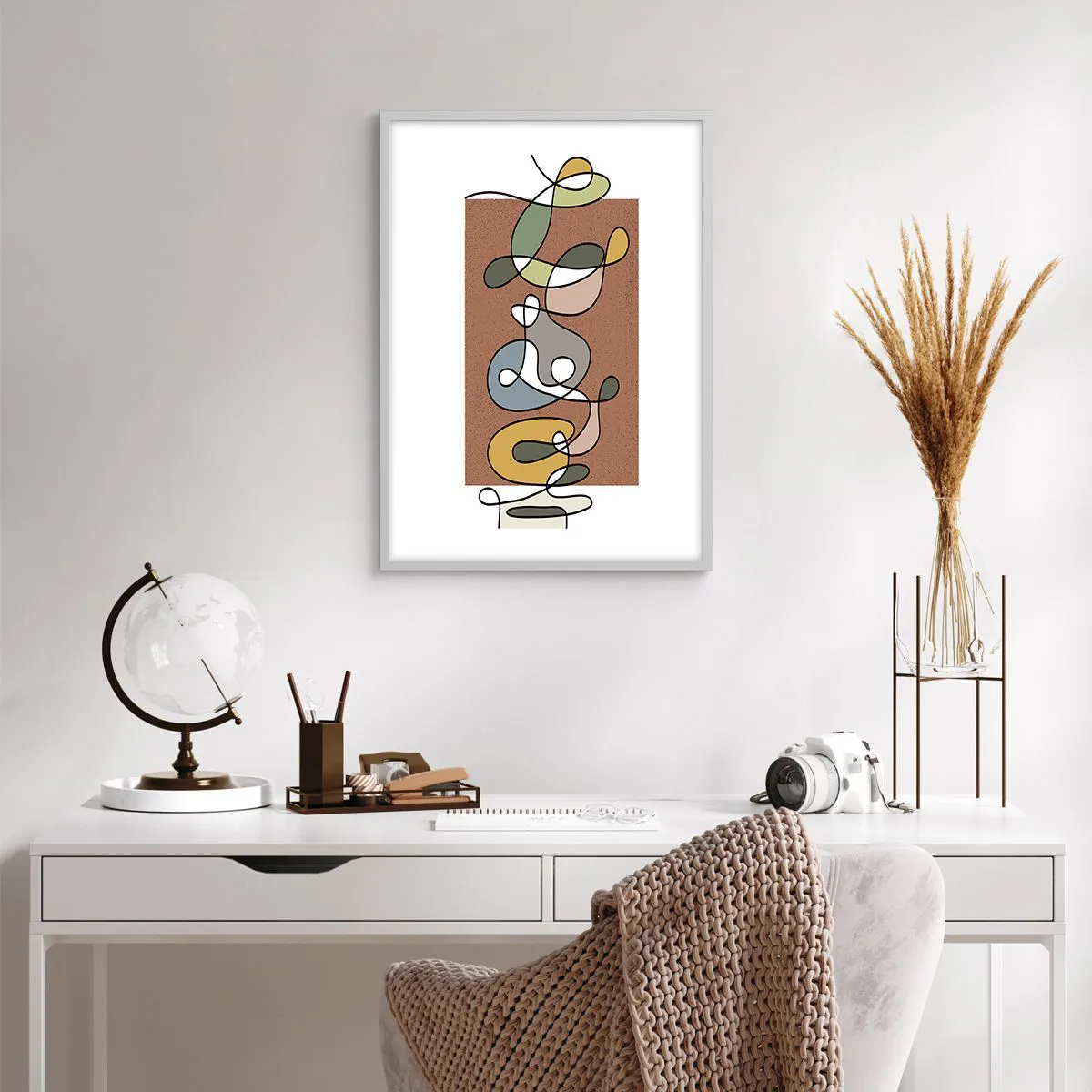 Affiche dans un cadre blanc - Poster - Une abstraction qui mérite le sourire - 50x70 cm