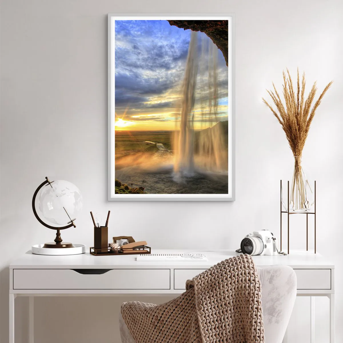 Plagát v bielom ráme - Svet za závojom kvapiek - 61x91 cm