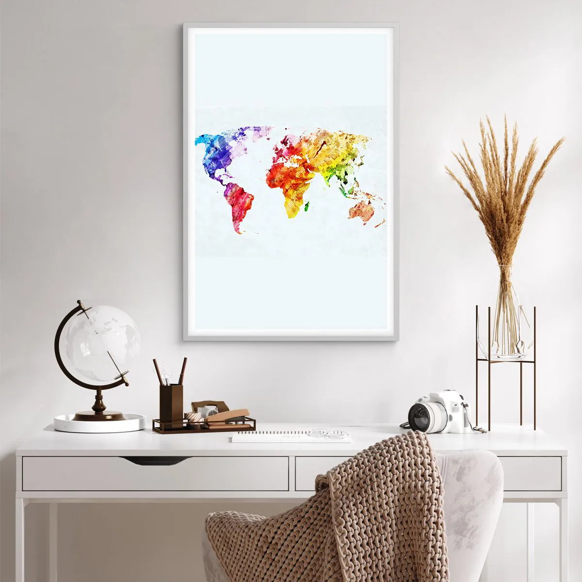 Affiche dans un cadre blanc - Poster - Toutes les couleurs du monde - 61x91 cm