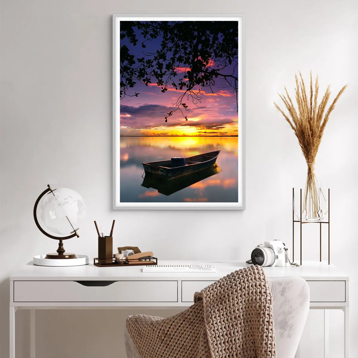 Poster in een witte lijst - "Je lijkt midden in de lucht te hangen..." - 61x91 cm