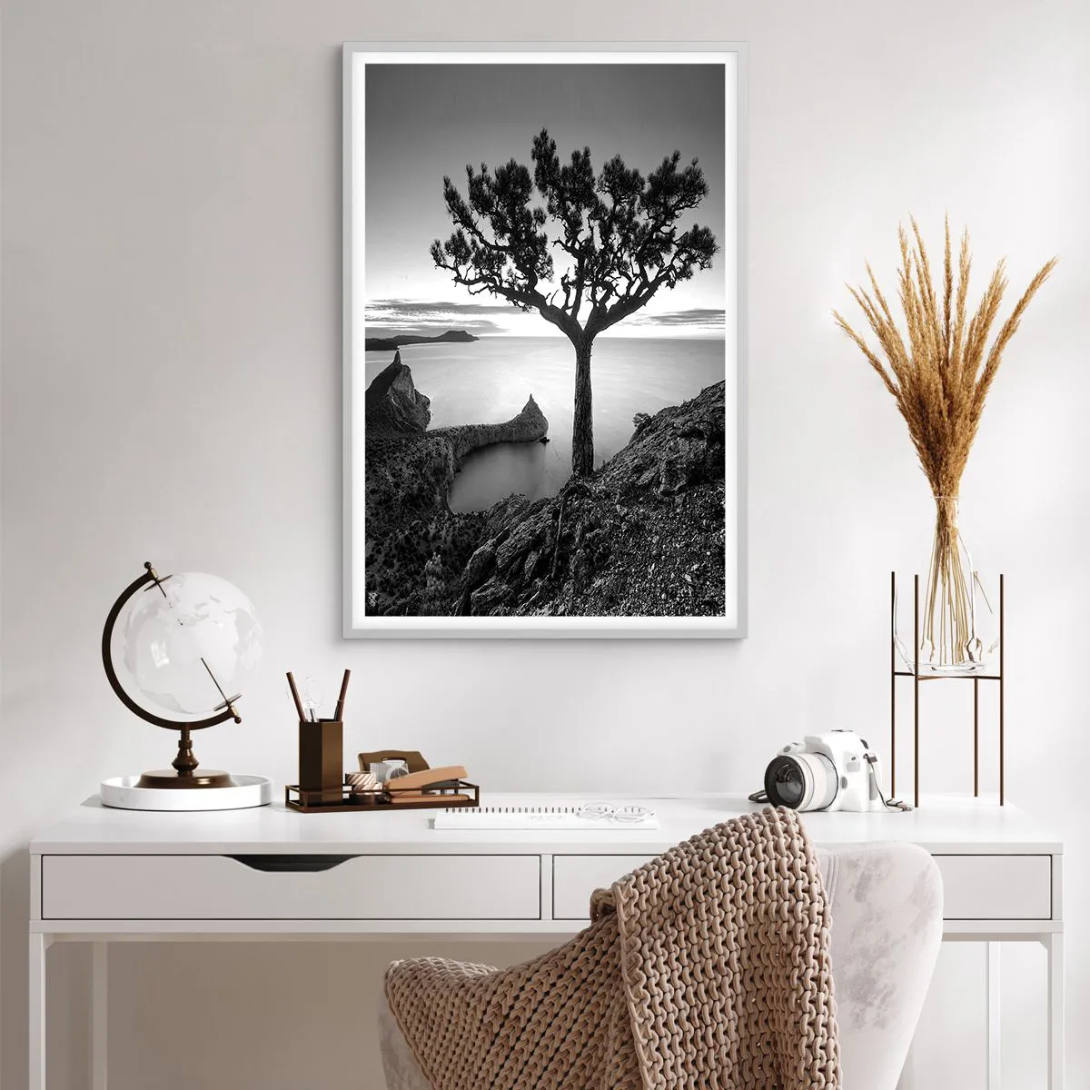 Affiche dans un cadre blanc - Poster - Paix jusqu'à l'horizon - 61x91 cm