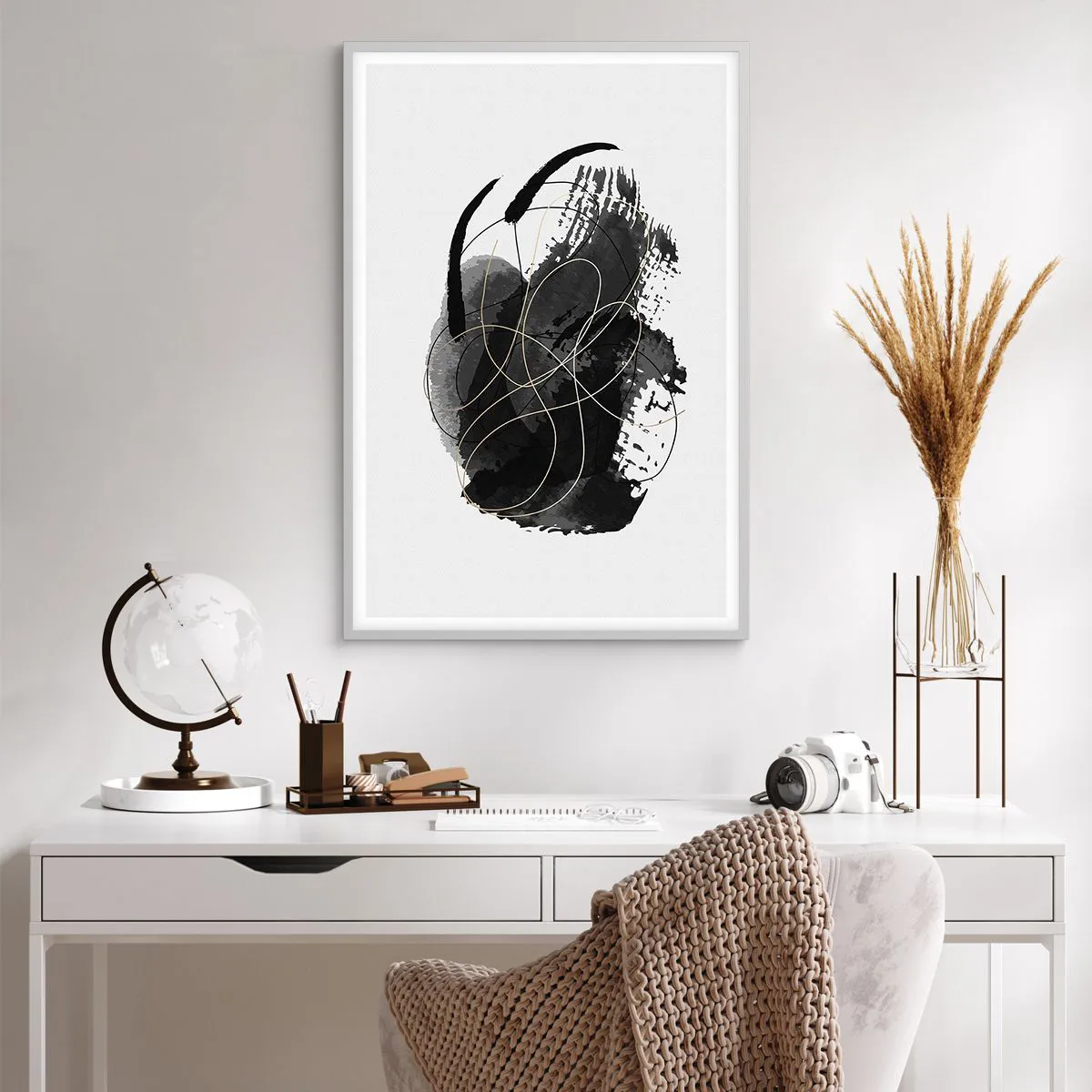 Affiche dans un cadre blanc - Poster - Fait de noir - 61x91 cm