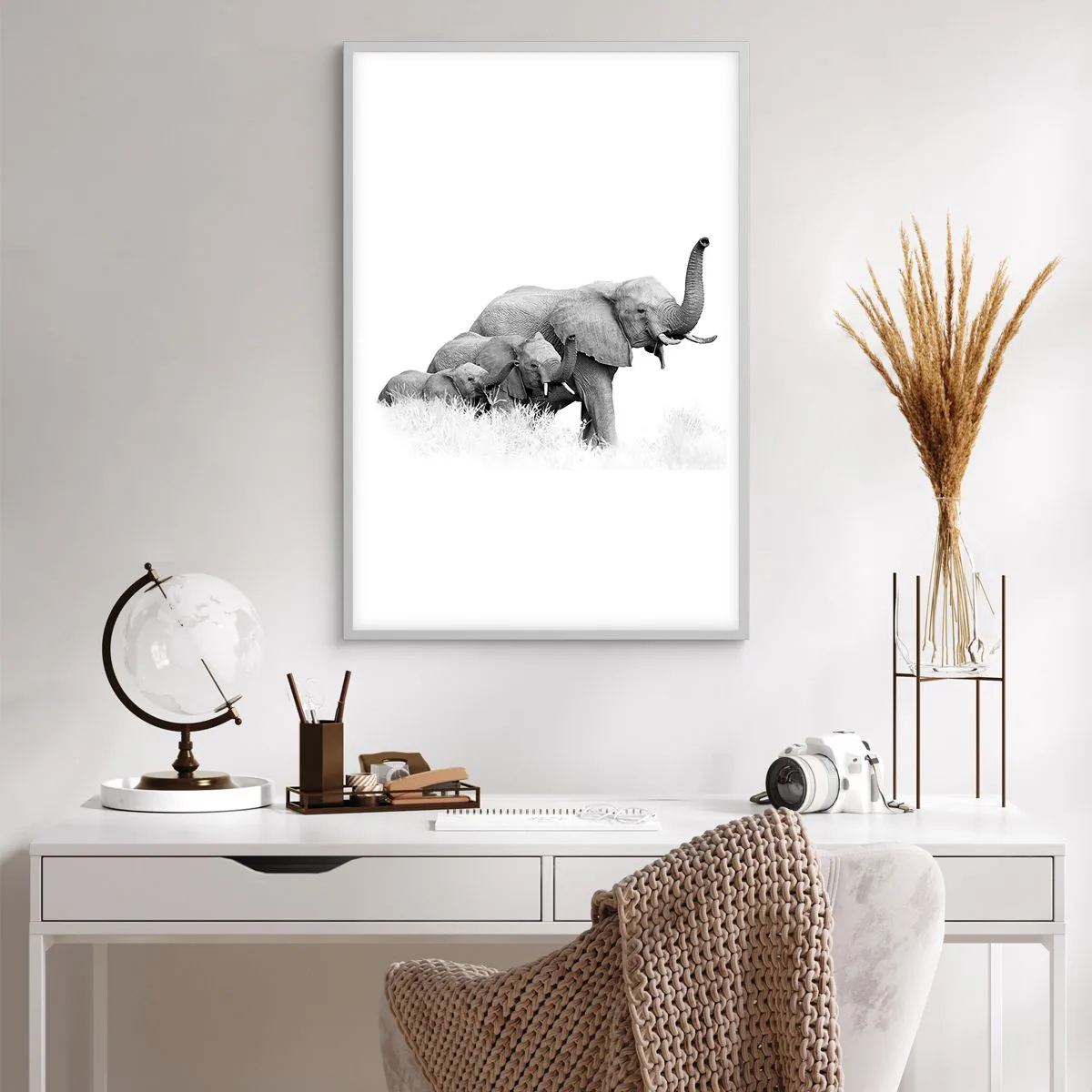 Affiche dans un cadre blanc - Poster - Un, deux, trois - 61x91 cm