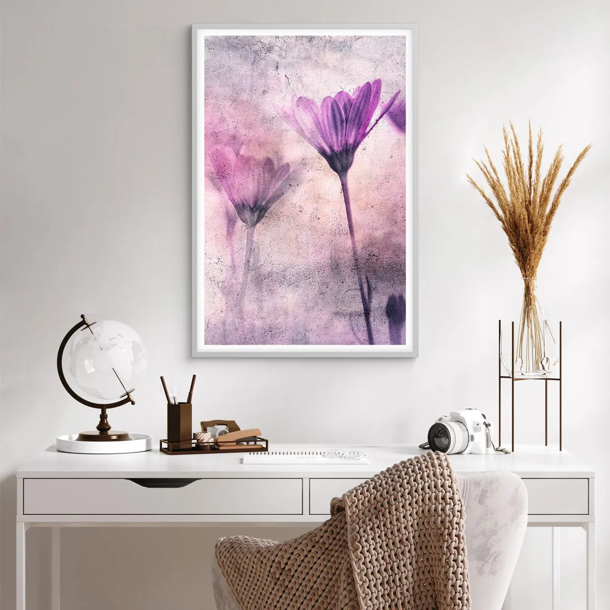 Affiche dans un cadre blanc - Poster - Rêve de fleurs - 61x91 cm