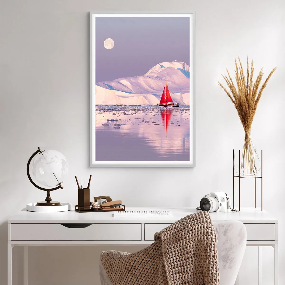 Plakat w białej ramie - Żar żagla, chłód lodu - 61x91 cm