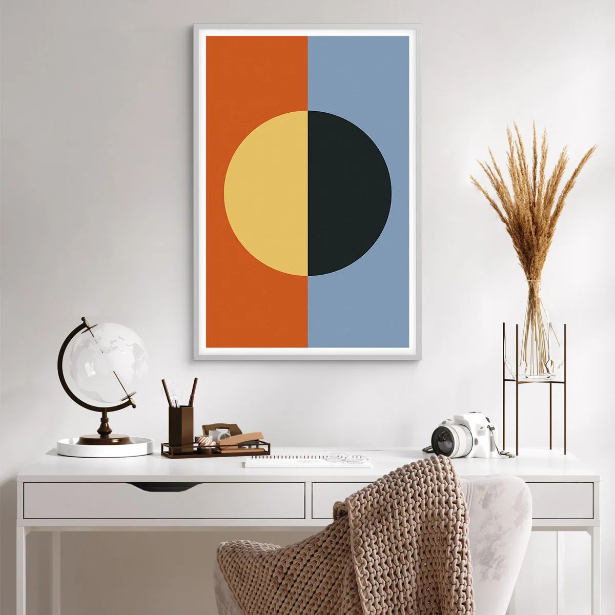 Poster in white frmae - Composition of Warm and Cool - 61x91 cm