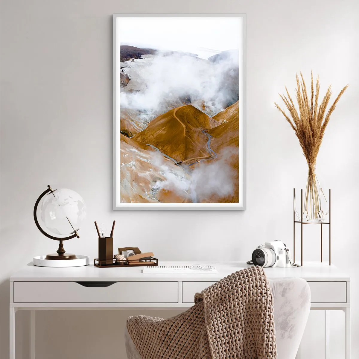 Plagát v bielom ráme - Drsná krása Islandu - 61x91 cm