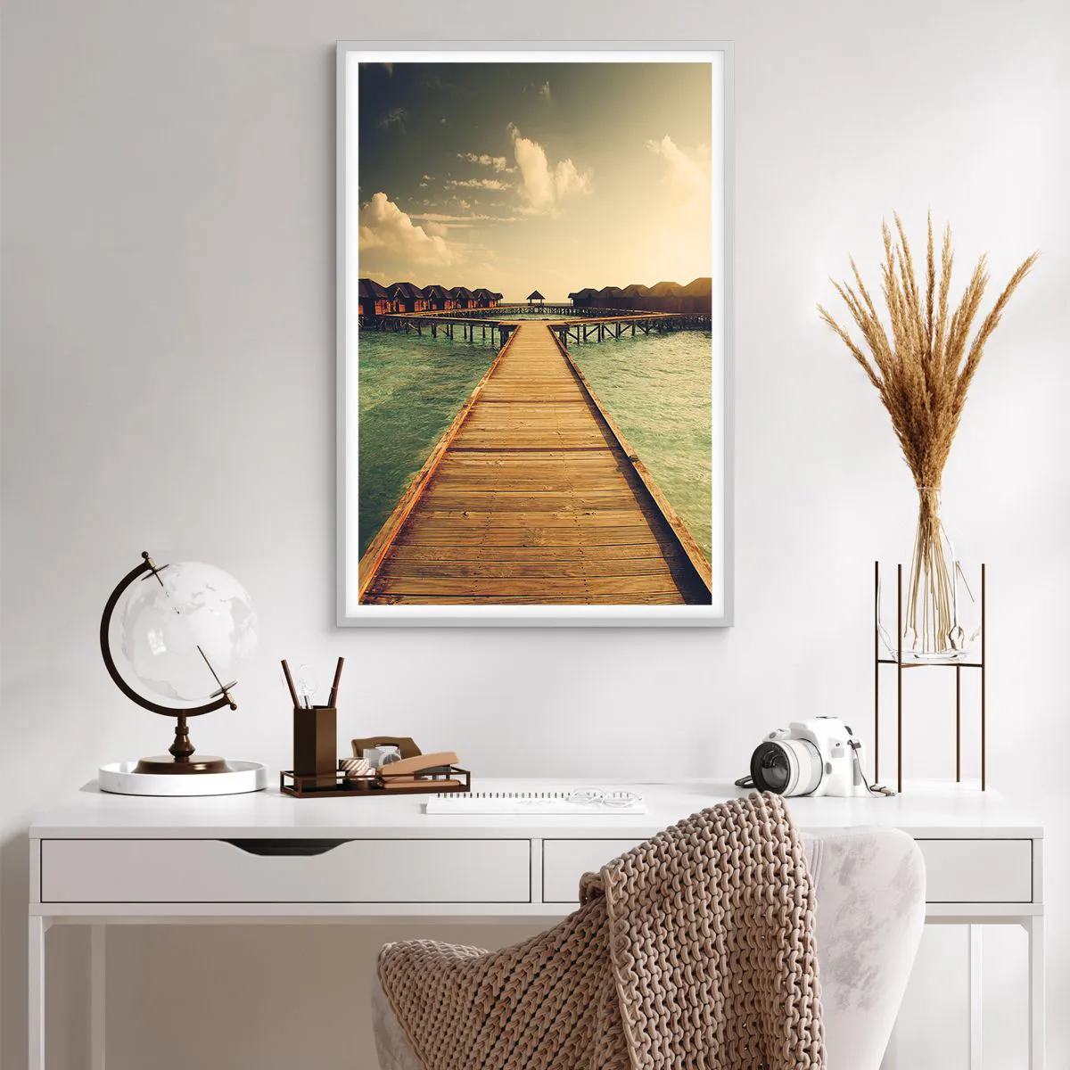 Affiche dans un cadre blanc - Poster - Invitation chaleureuse - 61x91 cm