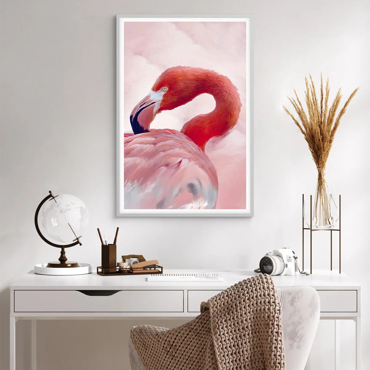 Poster in white frmae - Bird Look - 61x91 cm