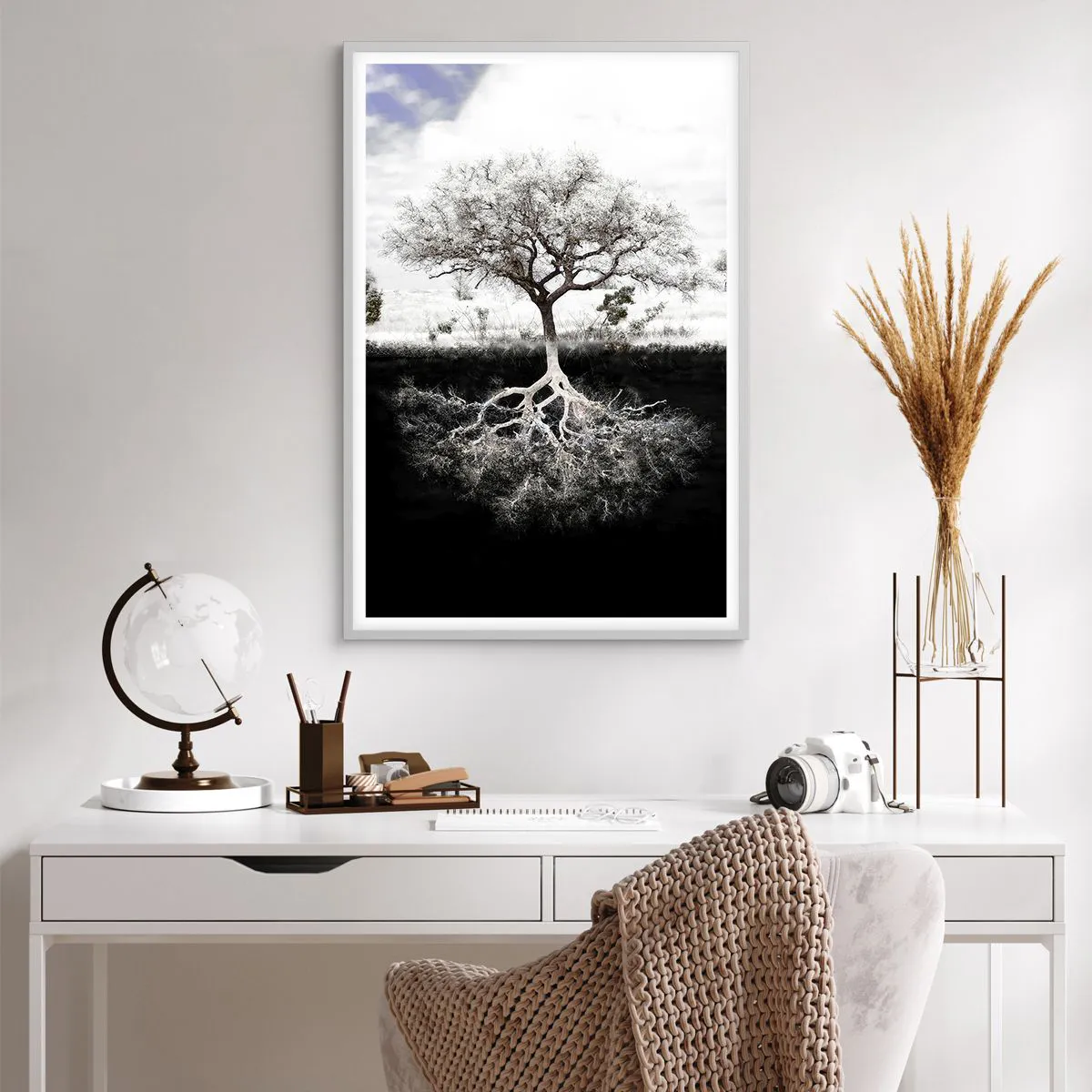 Poster in einem weißen Rahmen - Die Natur der Welt entdecken - 61x91 cm