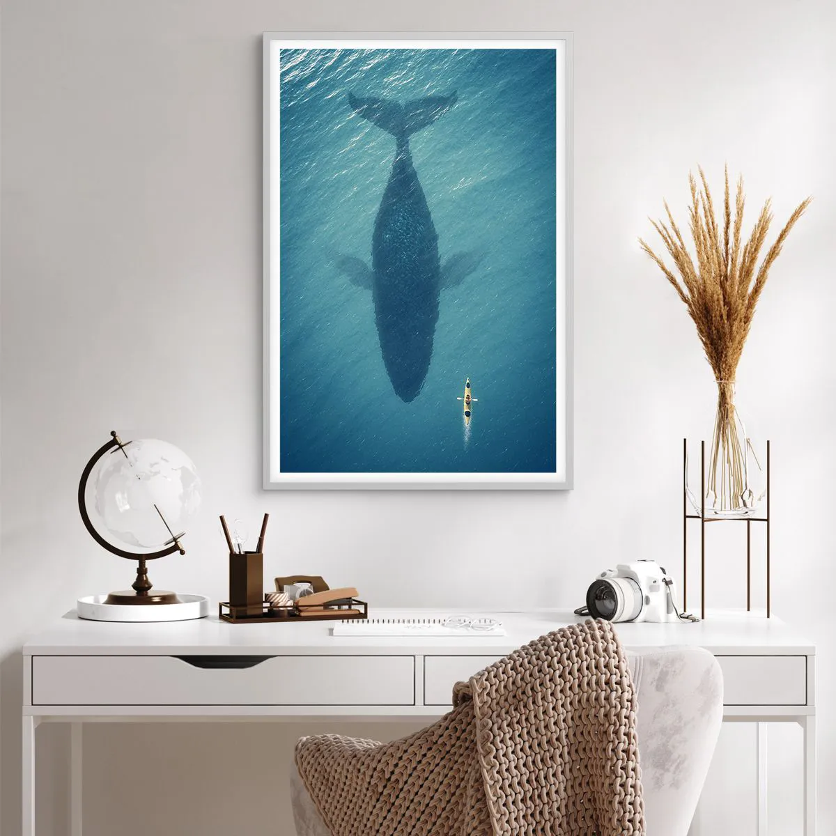 Poster in cornice bianca - Incontro sull'oceano - 61x91 cm