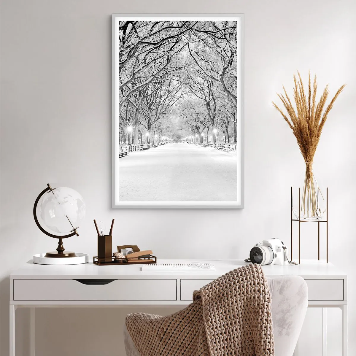 Plagát v bielom ráme - Štyri ročné obdobia – zima - 61x91 cm