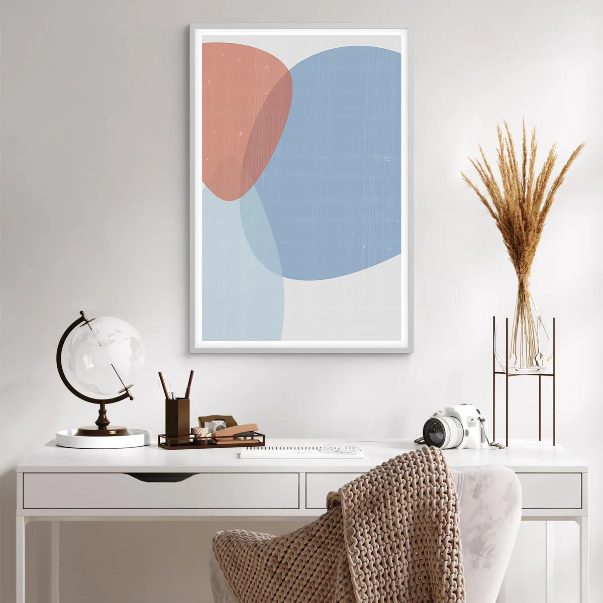 Affisch i vit ram - Pastellfärgade relationer - 61x91 cm