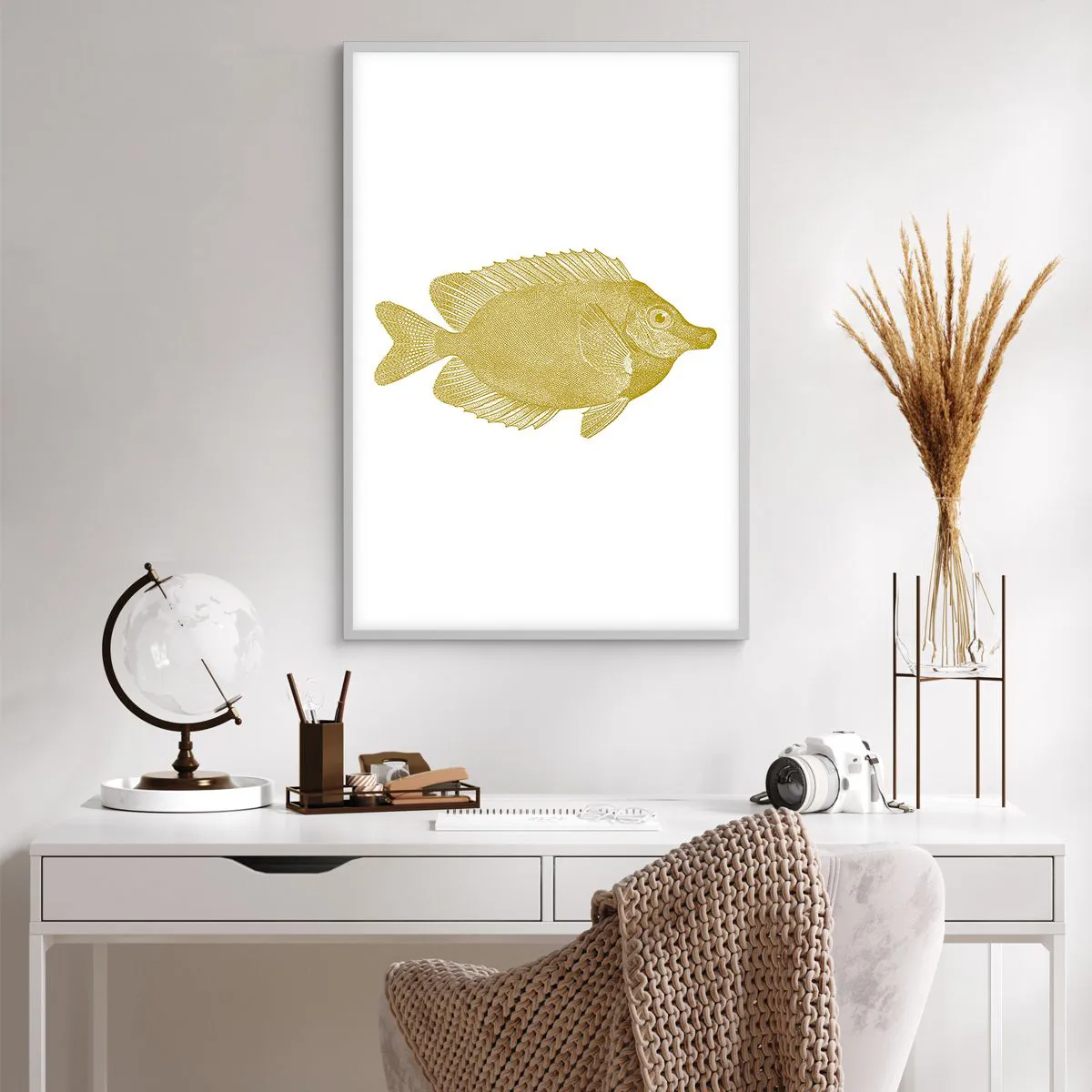 Affiche dans un cadre blanc - Poster - Du poisson et c'est tout - 61x91 cm