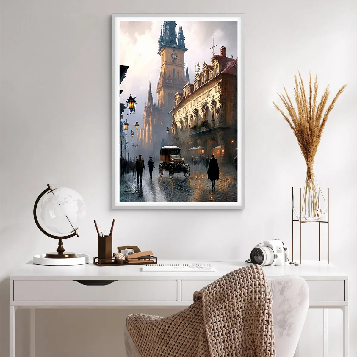 Plakat w białej ramie - Czar praskiego wieczoru - 61x91 cm