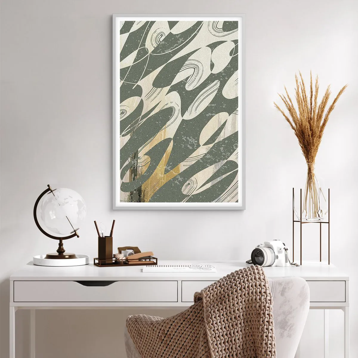 Poster in een witte lijst - Ritmische abstractie - 61x91 cm