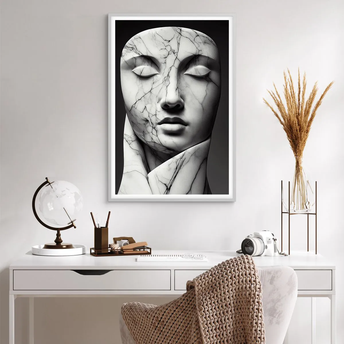 Poster in einem weißen Rahmen - Marmorformen - 61x91 cm