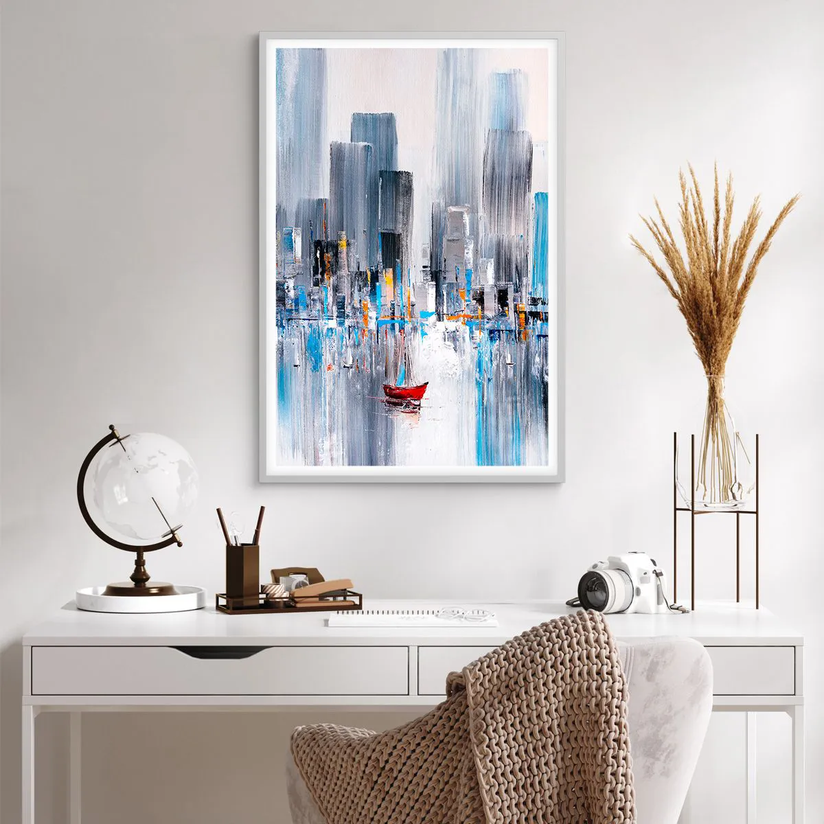 Plakát v bílém rámu - Metropole u zálivu - 61x91 cm