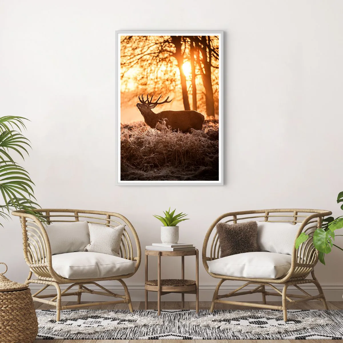 Poster în ramă albă - Visul unui vânător - 70x100 cm