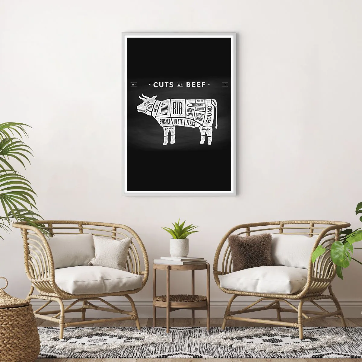 Plakat w białej ramie - Elementarz masarza - 70x100 cm