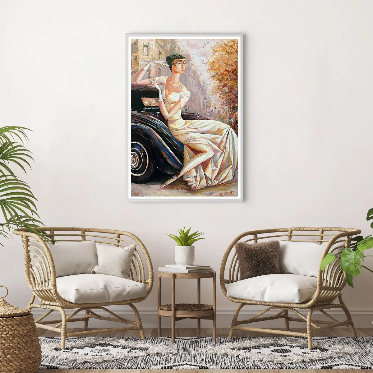 Plakat w białej ramie - Elegancja w stylu retro - 70x100 cm