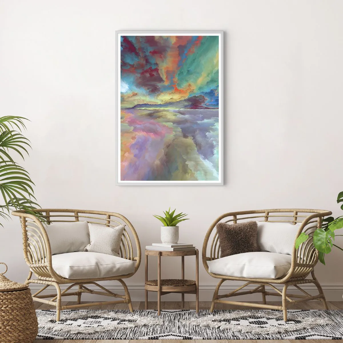 Affiche dans un cadre blanc - Poster - Deux paradis - 70x100 cm