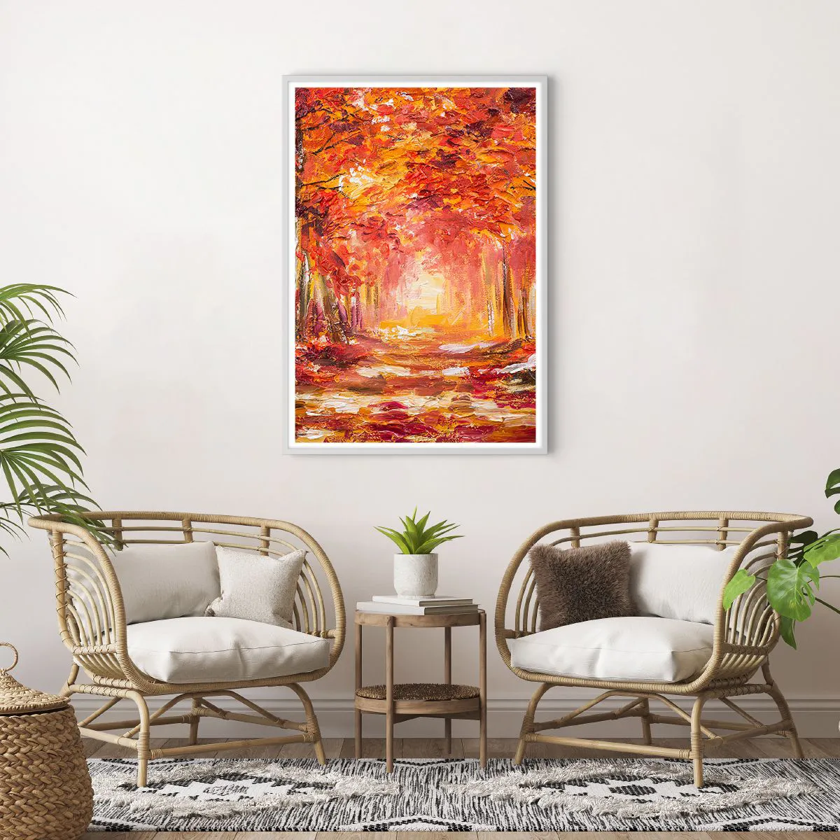 Poster in cornice bianca - Foresta di rame - 70x100 cm