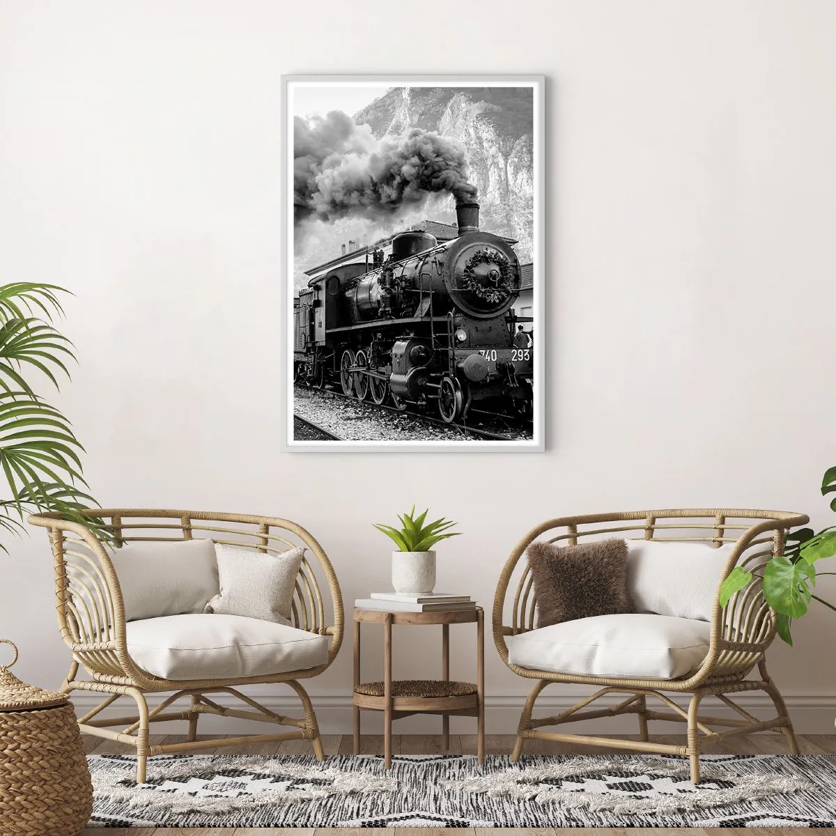 Plagát v bielom ráme - Stojí na stanici… - 70x100 cm