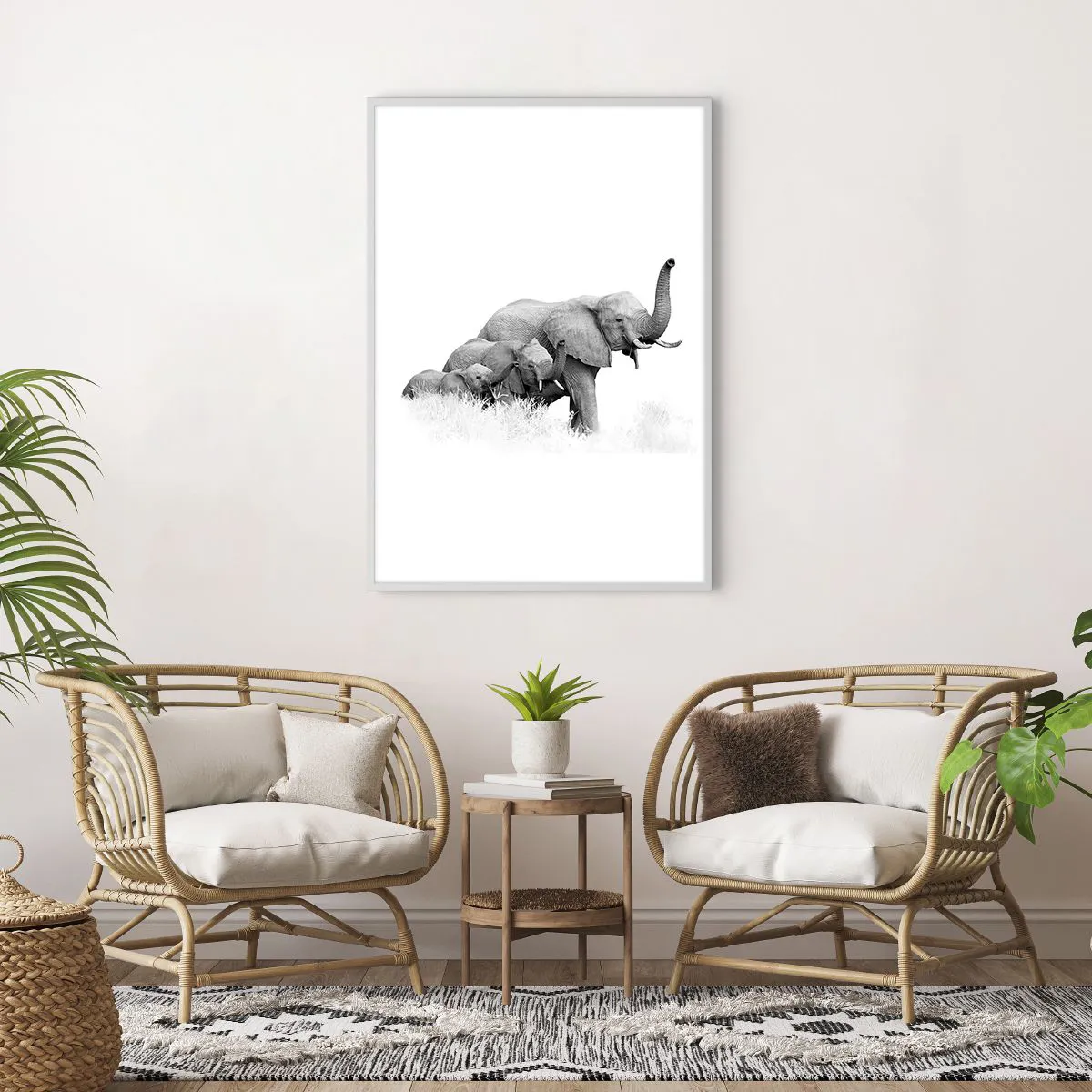 Affiche dans un cadre blanc - Poster - Un, deux, trois - 70x100 cm