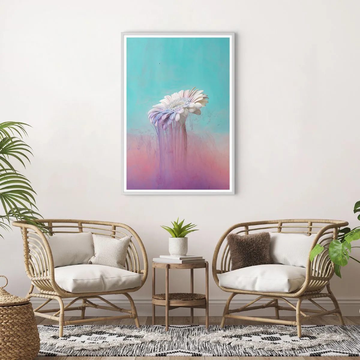 Plakat i hvid ramme - Blomster efter døden - 70x100 cm