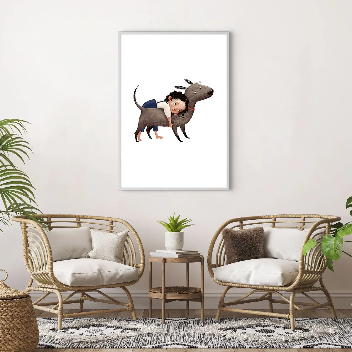 Plagát v bielom ráme - Najlepší priatelia - 70x100 cm