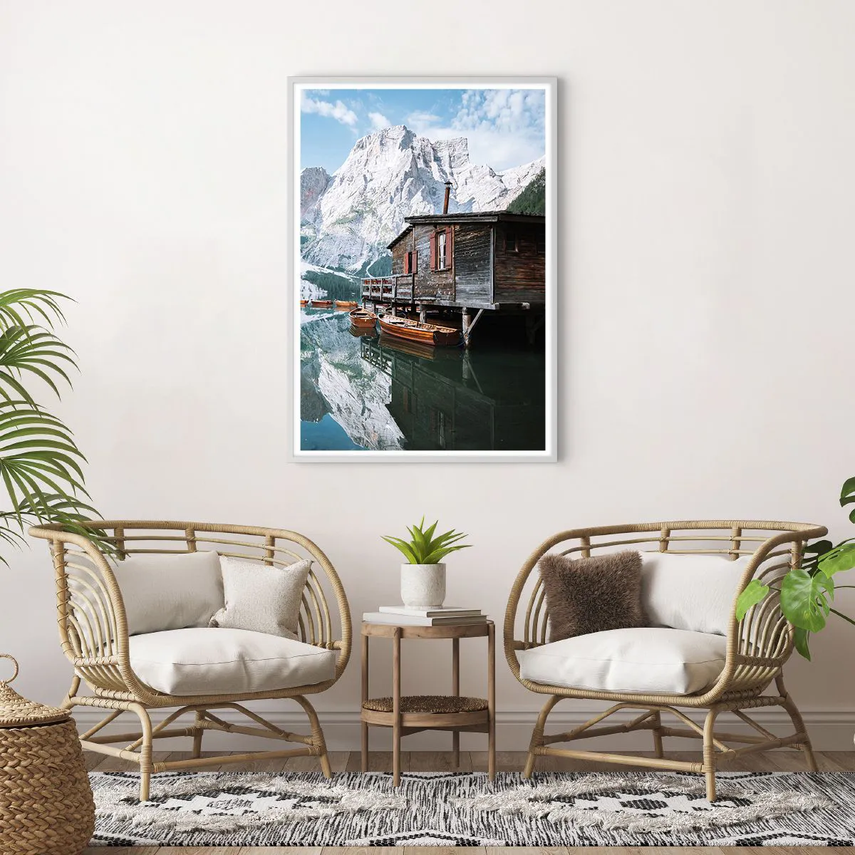 Affiche dans un cadre blanc - Poster - Un matin cristallin en montagne - 70x100 cm