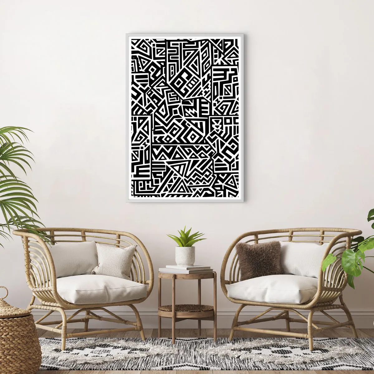 Poster in een witte lijst - Pre-Columbiaanse compositie - 70x100 cm