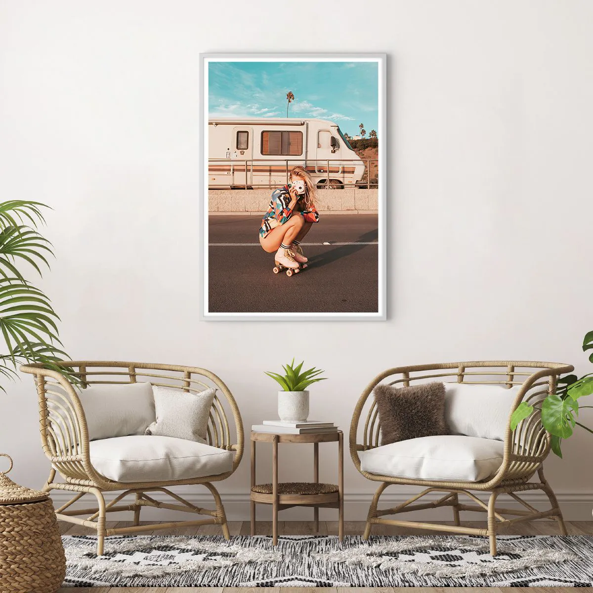 Poster în ramă albă - Zâmbiți, vă rog! - 70x100 cm