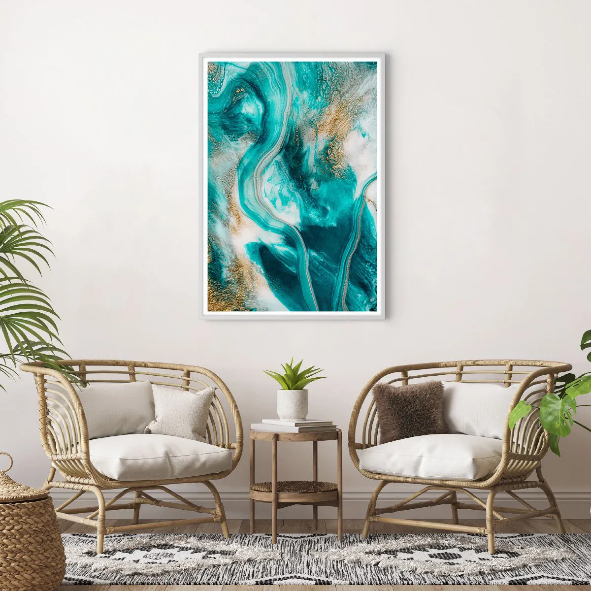 Poster in einem weißen Rahmen - Der Fluss aus Gold - 70x100 cm