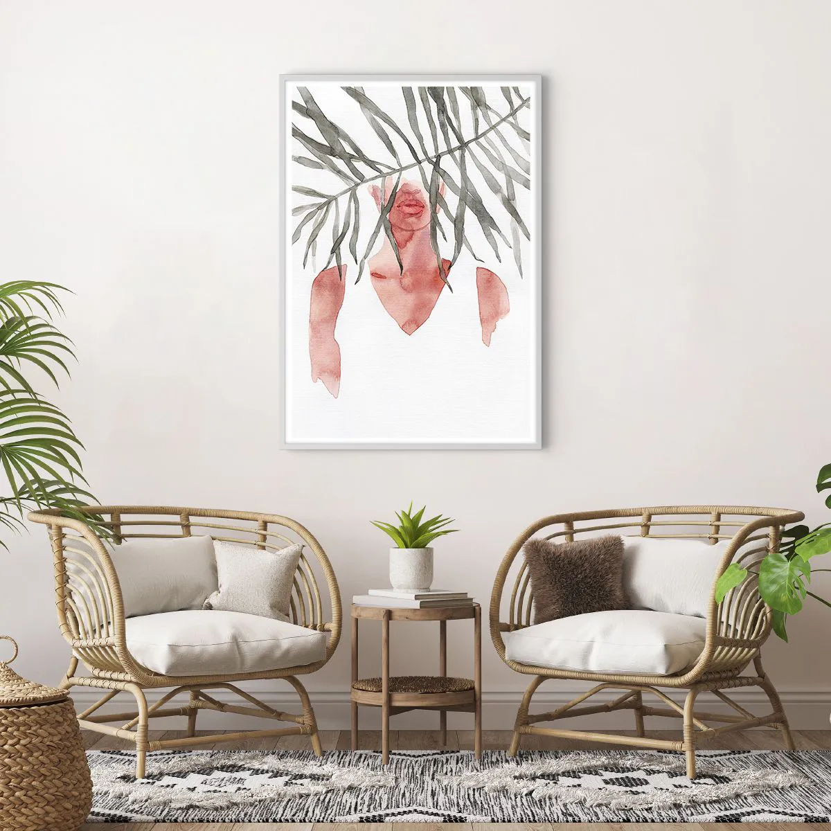 Poster în ramă albă - Doamna de la tropice - 70x100 cm