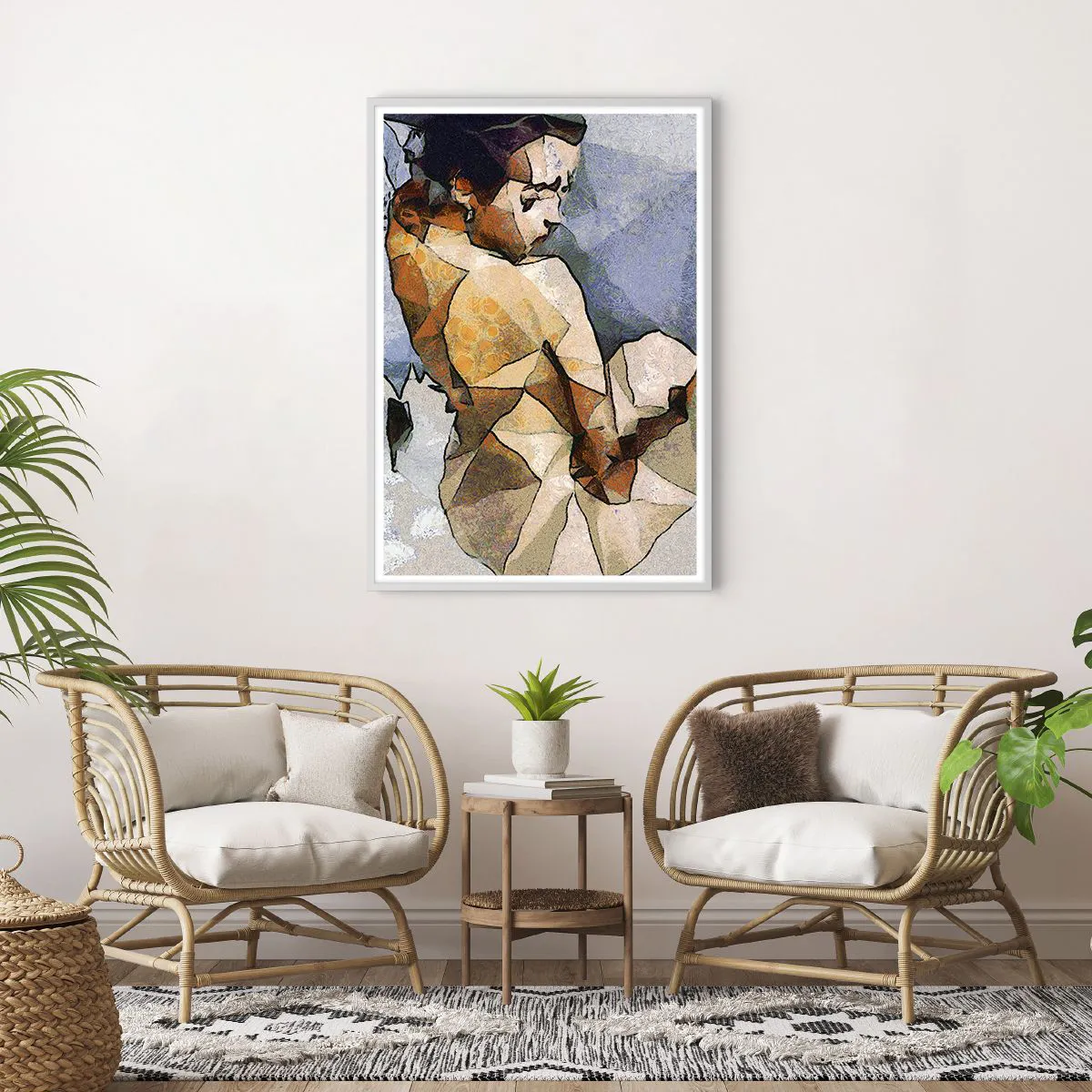 Poster in een witte lijst - In de geest van het kubisme - 70x100 cm