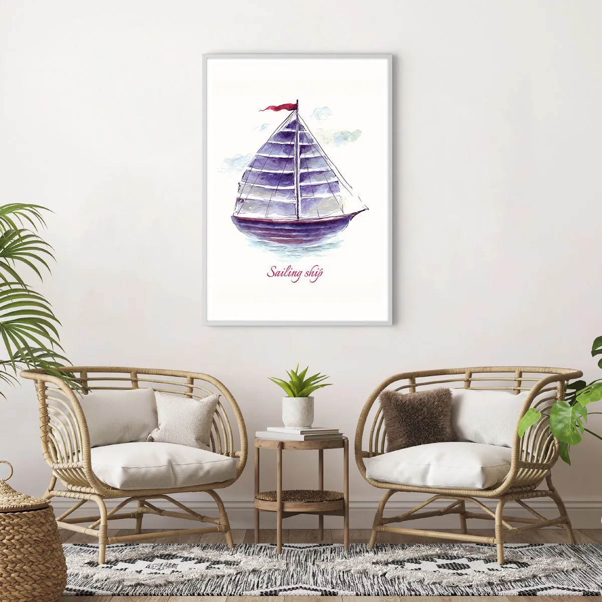 Affiche dans un cadre blanc - Poster - Plein de voiles et d’eau calme - 70x100 cm