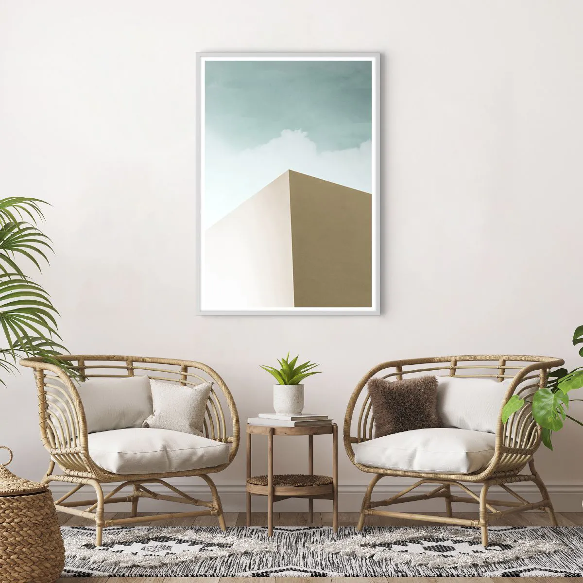 Plagát v bielom ráme - Geometria slnečného leta - 70x100 cm