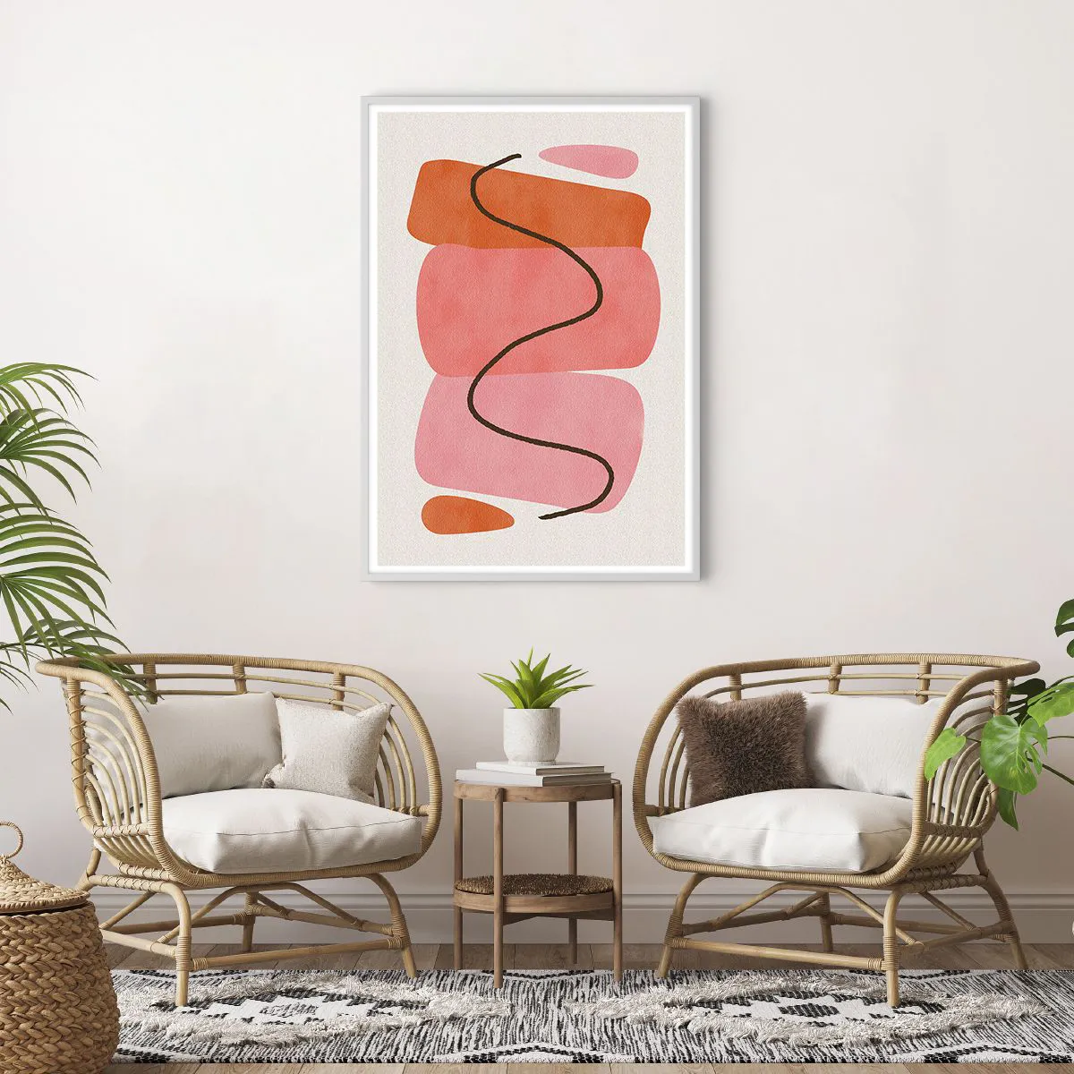 Affiche dans un cadre blanc - Poster - mouvement doux des formes - 70x100 cm