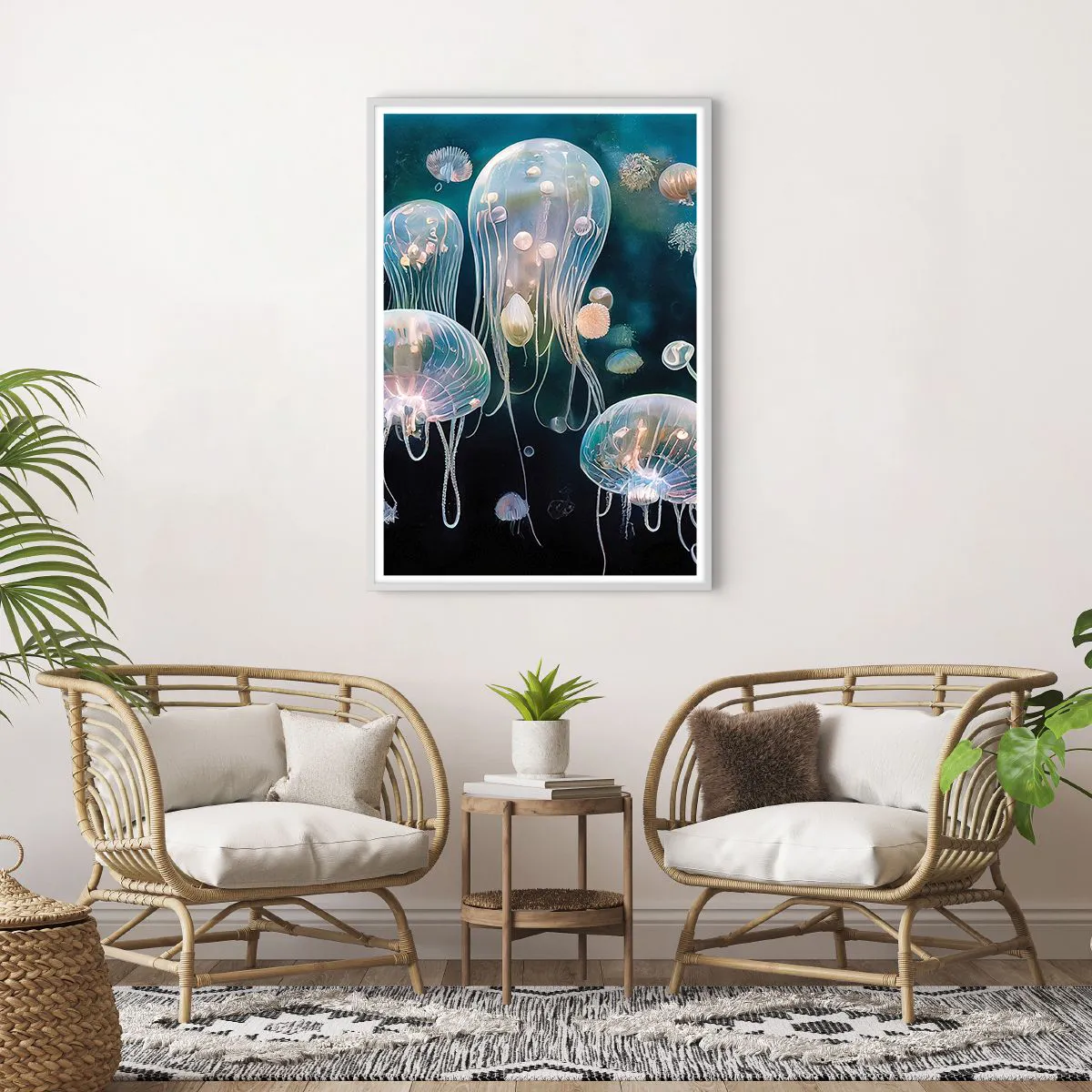 Affisch i vit ram - Undervattenbal - 70x100 cm