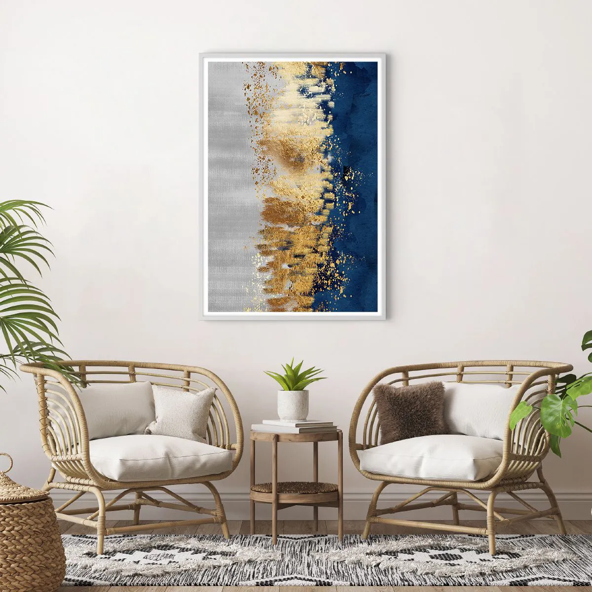 Poster in een witte lijst - Een moderne compositie met sprankeling - 70x100 cm