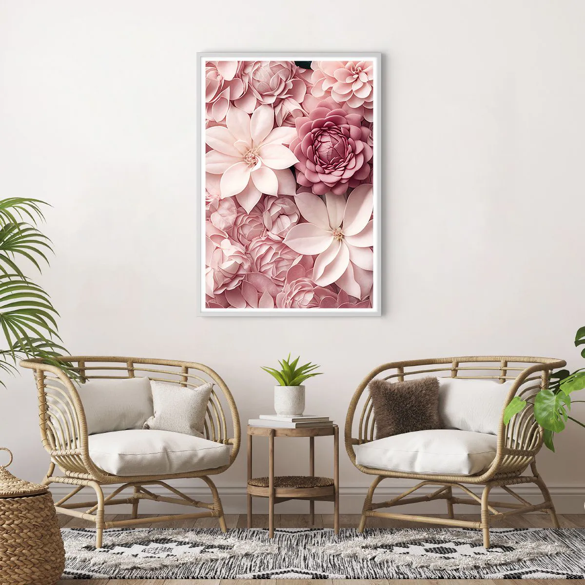 Poster in einem weißen Rahmen - In rosa Blütenblättern - 70x100 cm