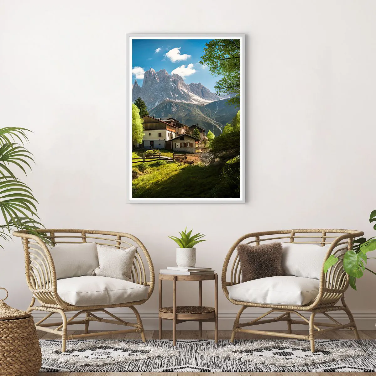 Affisch i vit ram - Alpin idyll - 70x100 cm