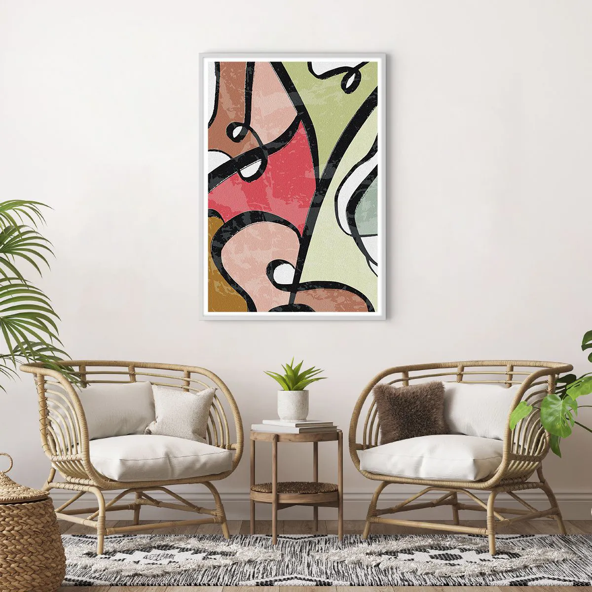 Affiche dans un cadre blanc - Poster - Pirouettes parmi les couleurs - 70x100 cm