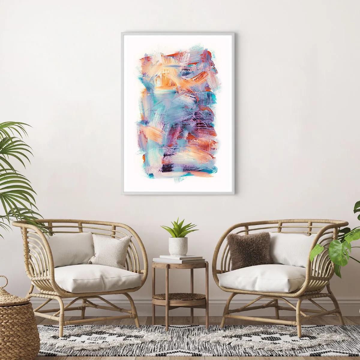 Póster en marco blanco - Colorido desorden - 70x100 cm