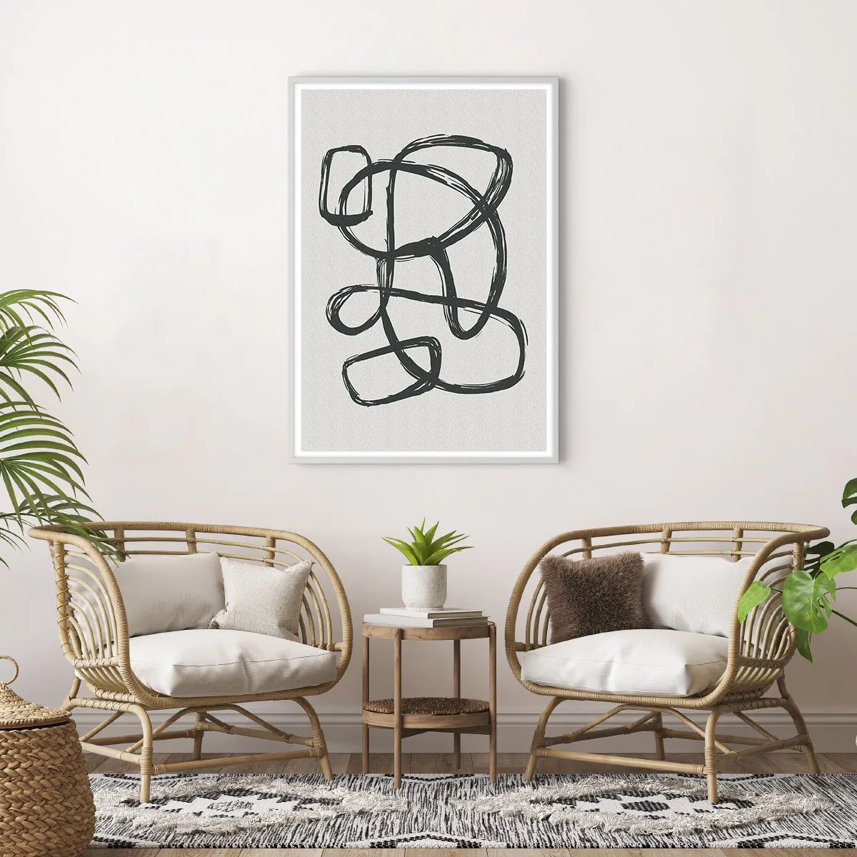 Affisch i vit ram - Loopad abstraktion - 70x100 cm