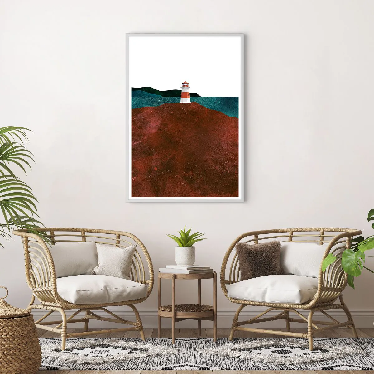 Plakat w białej ramie - Wpatrzona w morze - 70x100 cm